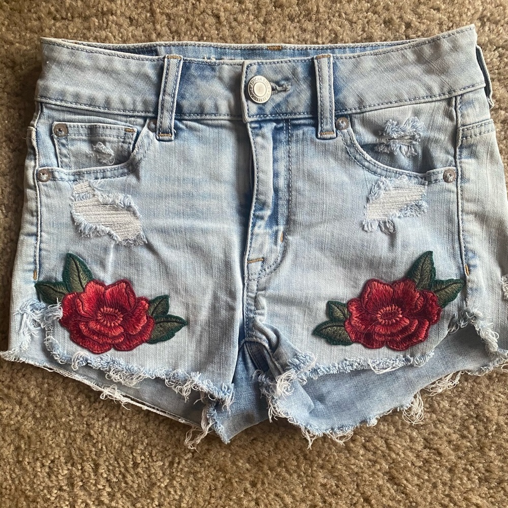 Embroidered jean shorts from American Eagle